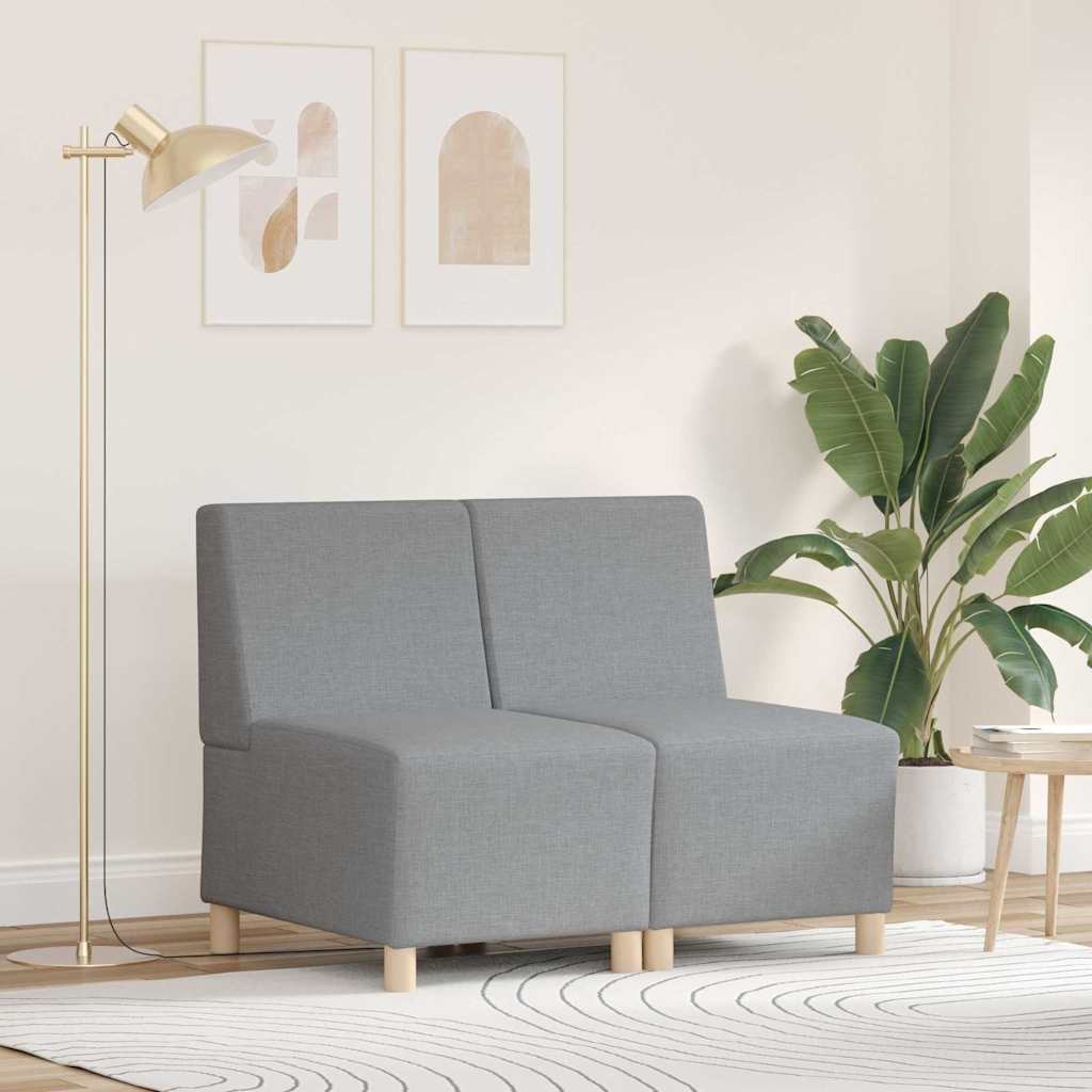 vidaXL Modulares Armfreies Sofa 2 pcs Hellgrau 55 x 74 x 82 cm Stoff