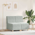 vidaXL Modulares Armfreies Sofa 2 pcs Hellgrau 55 x 74 x 82 cm Samt