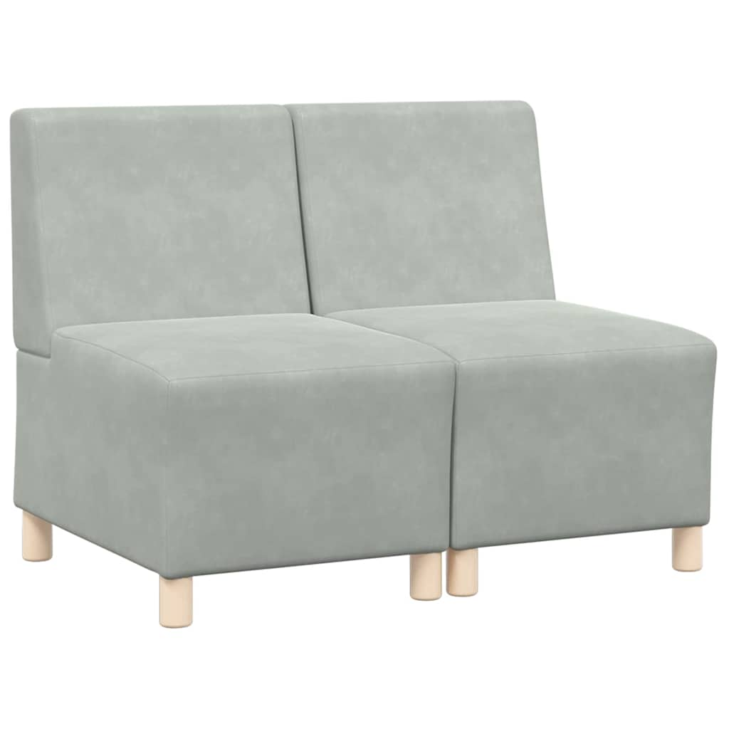vidaXL Modulares Armfreies Sofa 2 pcs Hellgrau 55 x 74 x 82 cm Samt