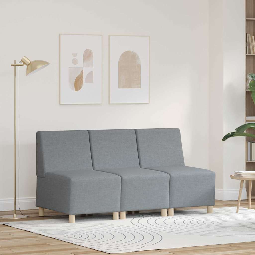 vidaXL Modulares Armfreies Sofa 3 pcs Hellgrau 55 x 74 x 82 cm Stoff