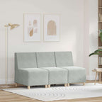 vidaXL Modulares Armfreies Sofa 3 pcs Hellgrau 55 x 74 x 82 cm Samt