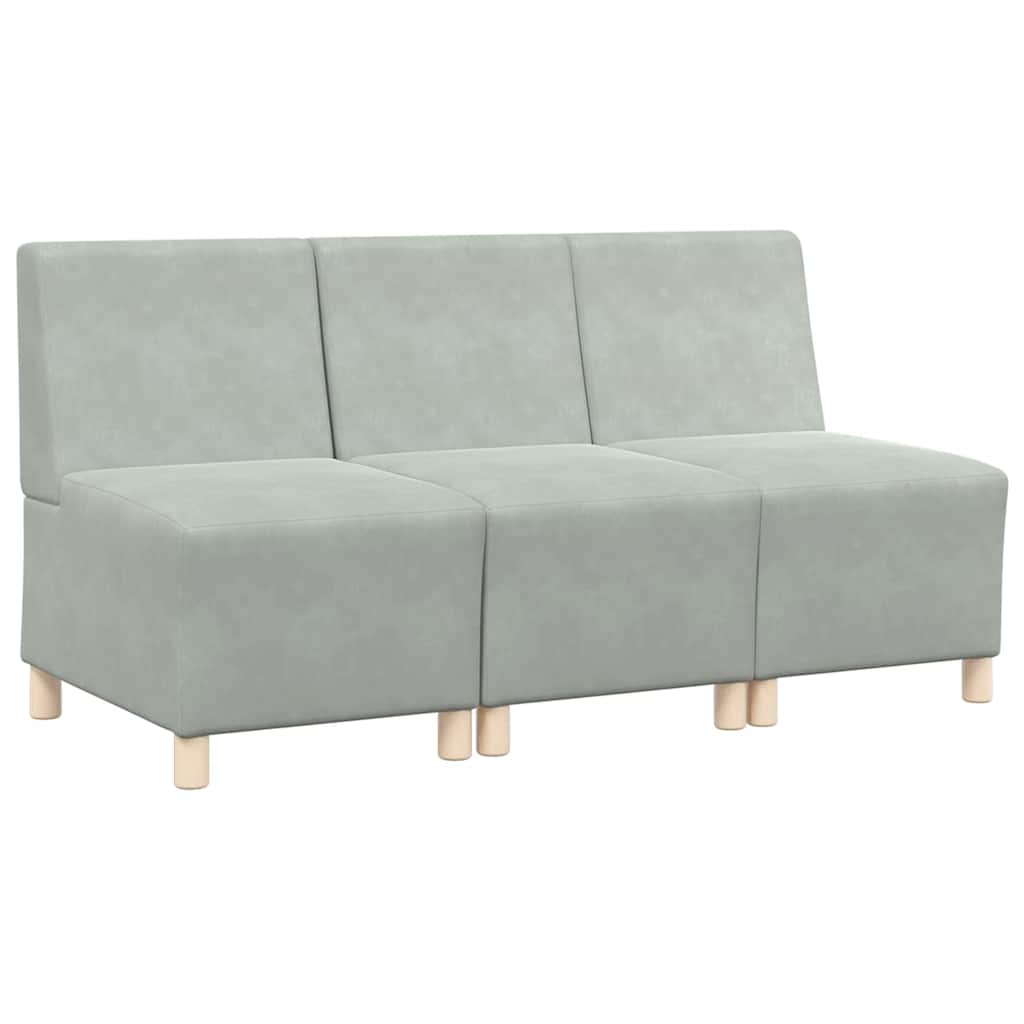 vidaXL Modulares Armfreies Sofa 3 pcs Hellgrau 55 x 74 x 82 cm Samt