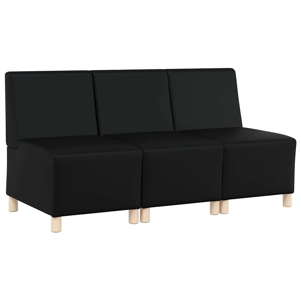 vidaXL Modulares Armfreies Sofa 3 pcs Schwarz 55 x 74 x 82 cm