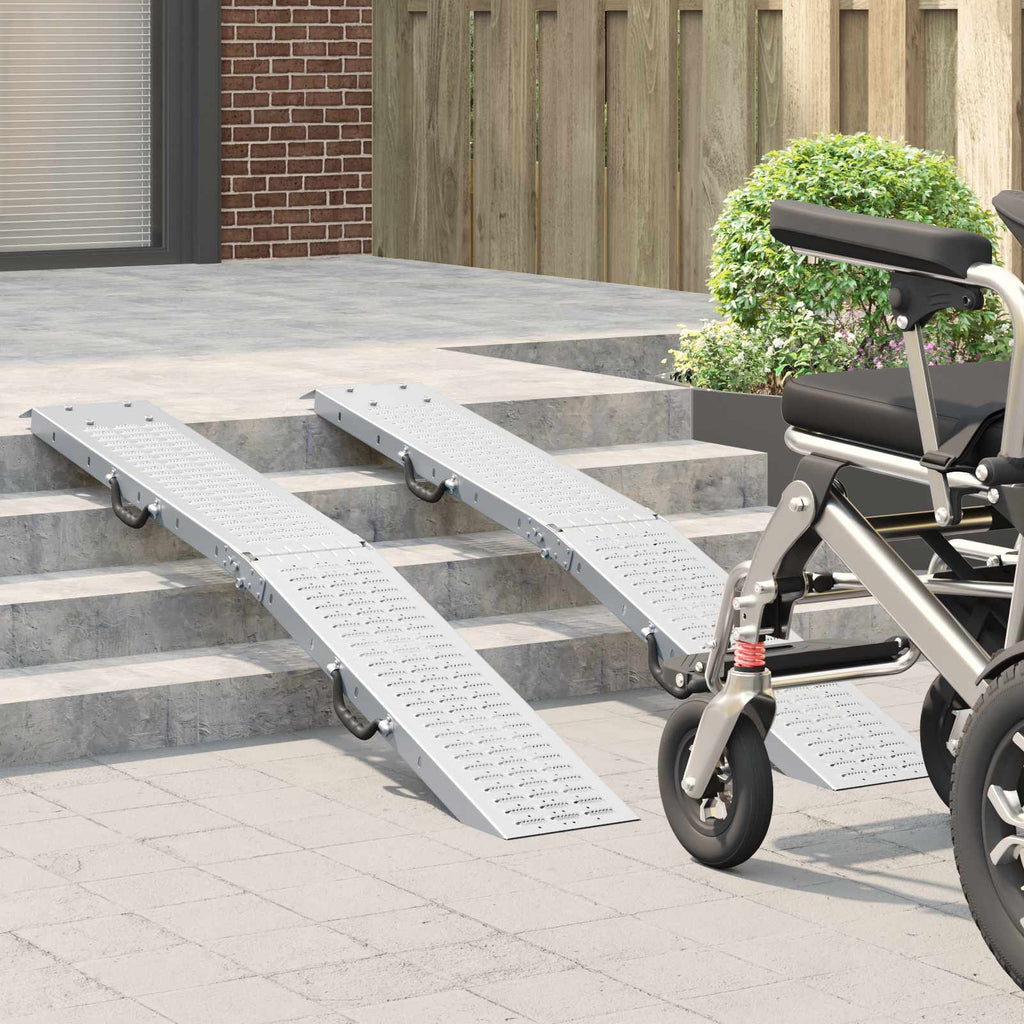 vidaXL Faltbare Rampe 200kg pro Rampe 2 pcs Silber 166 x 23 x 4,5 cm