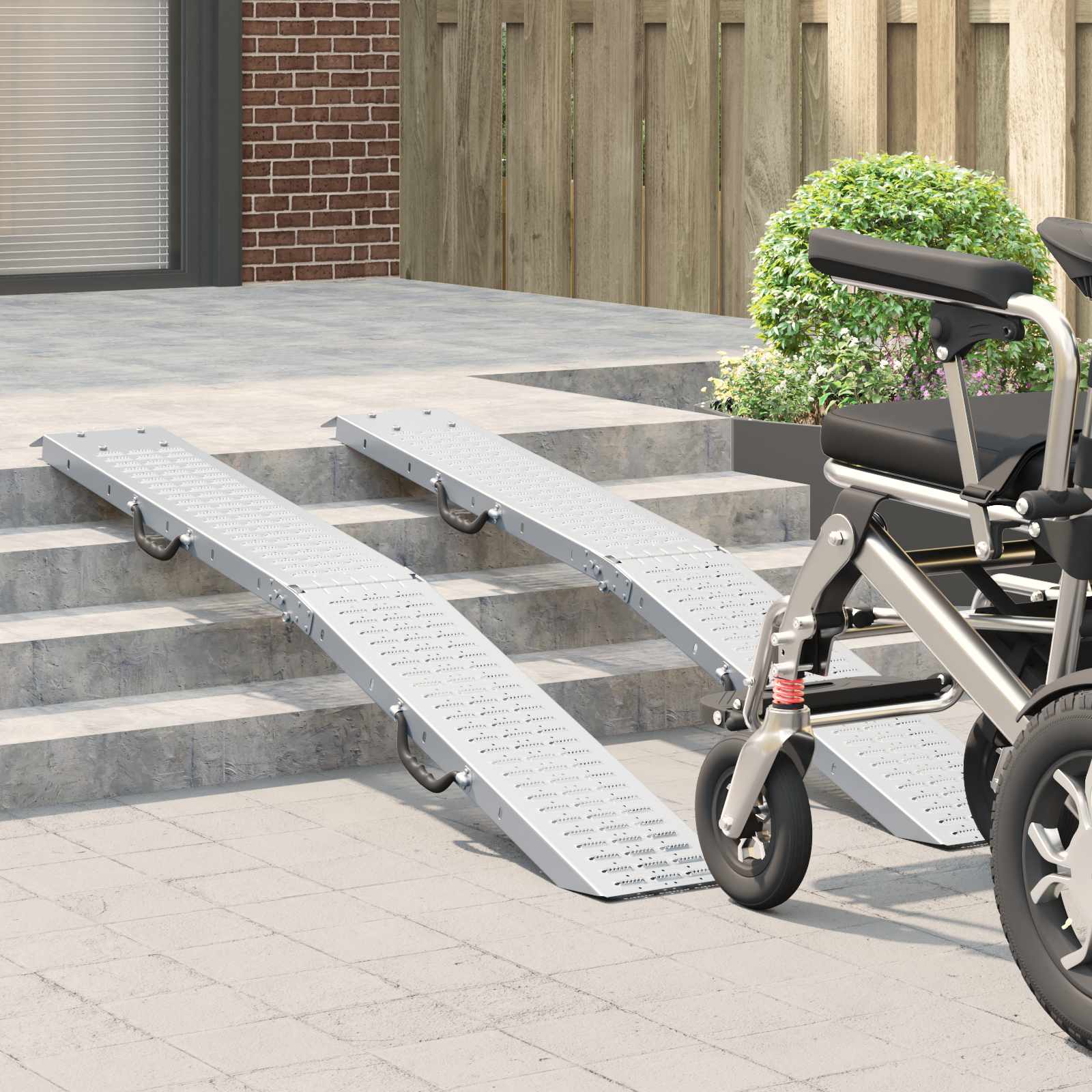 vidaXL Faltbare Rampe 200kg pro Rampe 2 Stk. Silber 186 x 23 x 4,5 cm