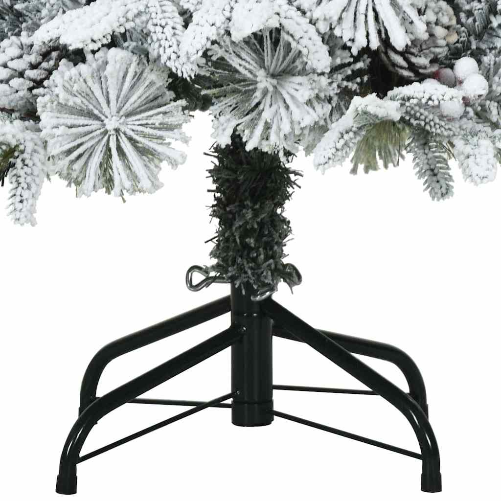 vidaXL Künstlicher Scharnier-Weihnachtsbaum schneebedeckt Weiß 120 cm