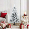 vidaXL Künstlicher Scharnier-Weihnachtsbaum schneebedeckt Weiß 120 cm