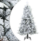 vidaXL Künstlicher Scharnier-Weihnachtsbaum schneebedeckt Weiß 120 cm