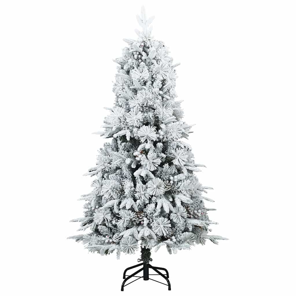 vidaXL Künstlicher Scharnier-Weihnachtsbaum schneebedeckt Weiß 120 cm