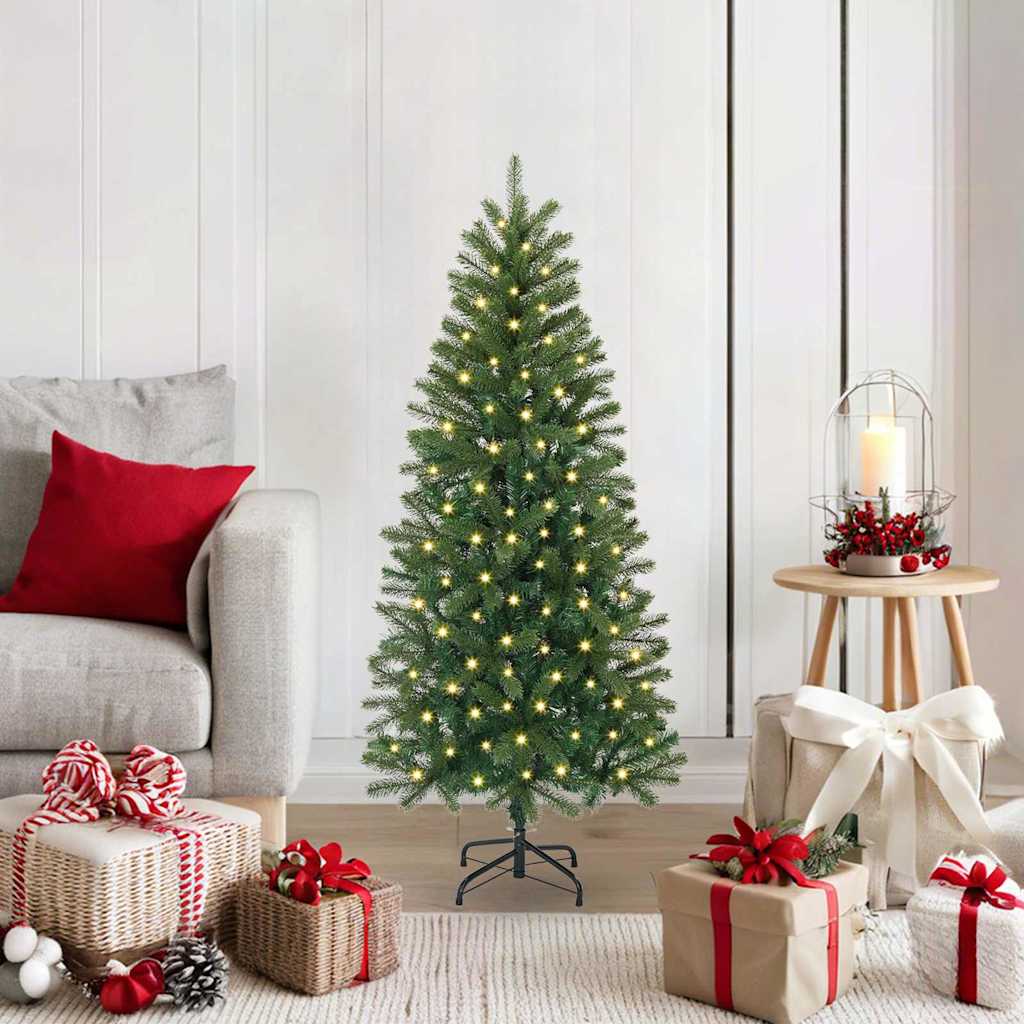 vidaXL Künstlicher Weihnachtsbaum mit 150 LEDs Grün 120 cm PE und PVC