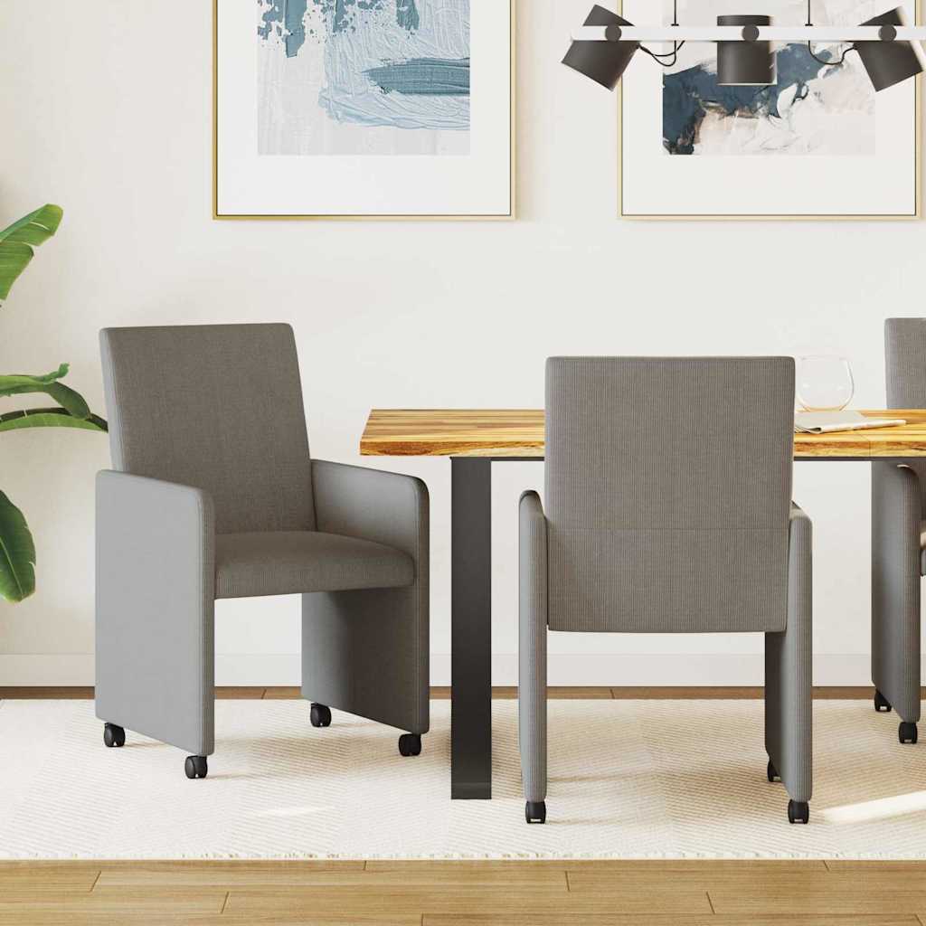 vidaXL Esszimmerstühle mit Rollen 2 pcs Hellgrau 57 x 66 x 94 cm