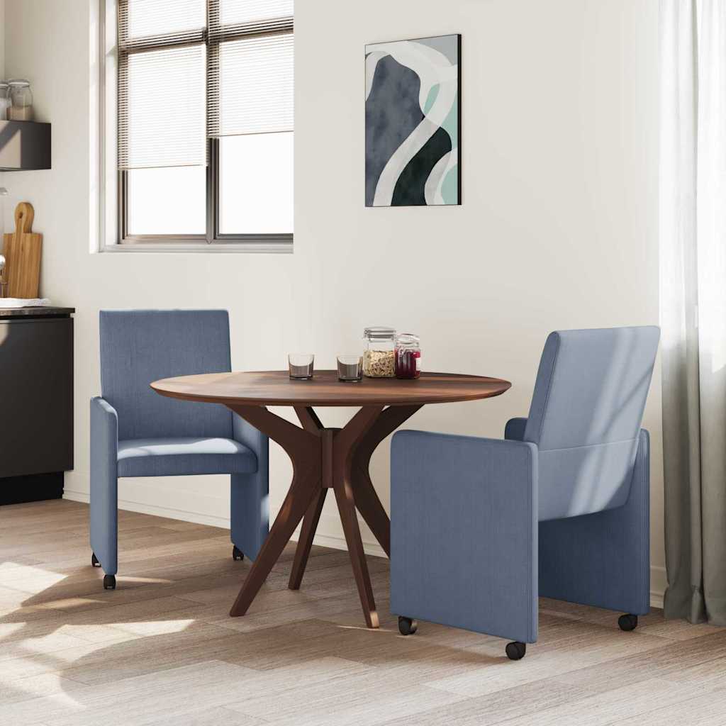 vidaXL Esszimmerstühle mit Rollen 2 pcs Blau 57 x 66 x 94 cm Cordstoff
