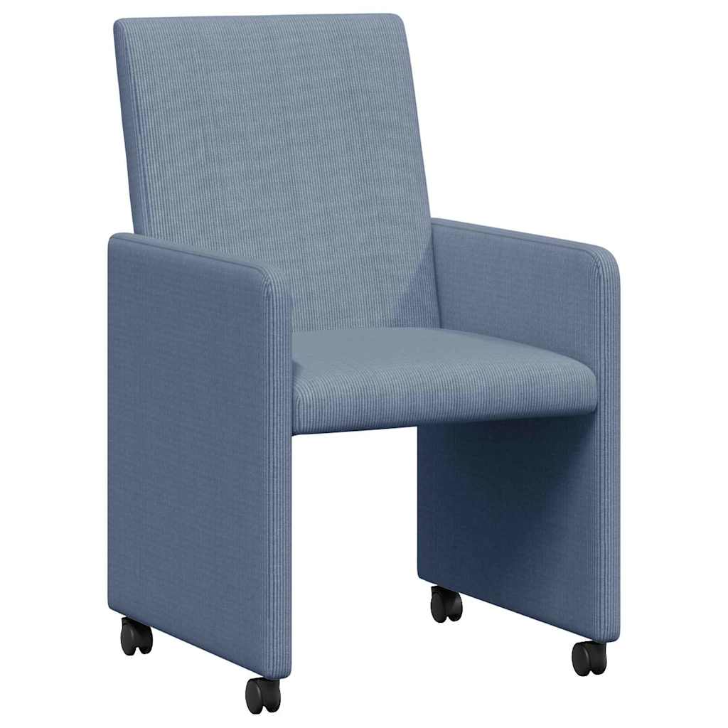 vidaXL Esszimmerstühle mit Rollen 2 pcs Blau 57 x 66 x 94 cm Cordstoff