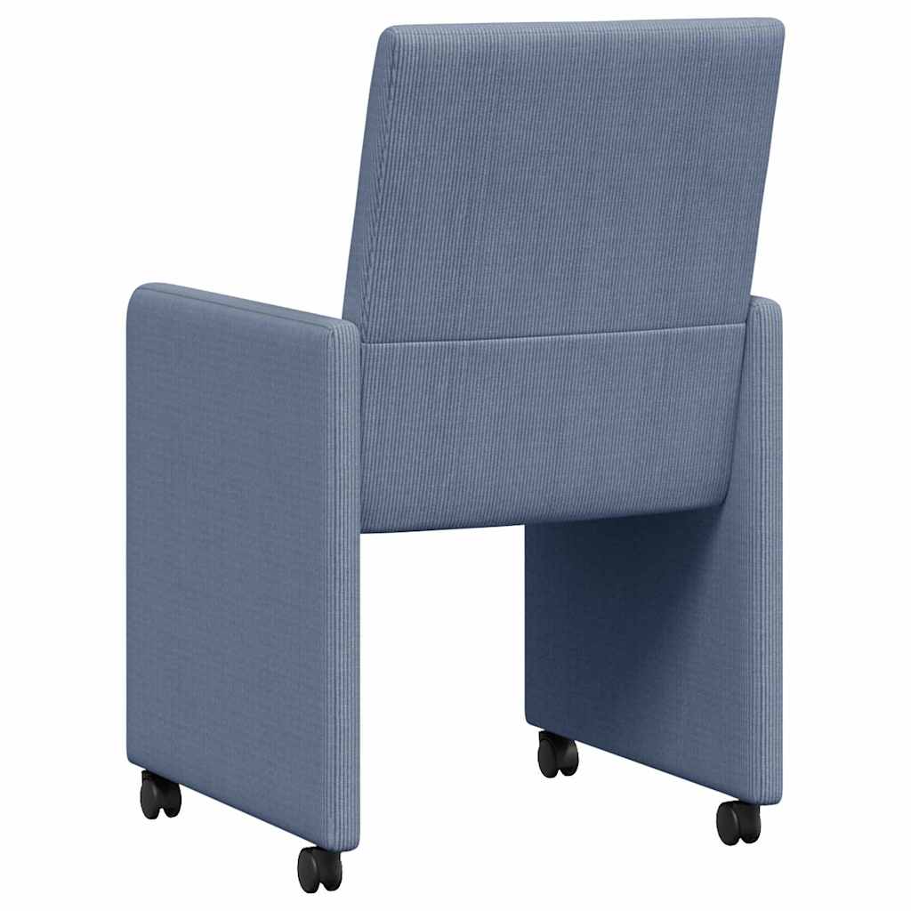 vidaXL Esszimmerstühle mit Rollen 2 pcs Blau 57 x 66 x 94 cm Cordstoff