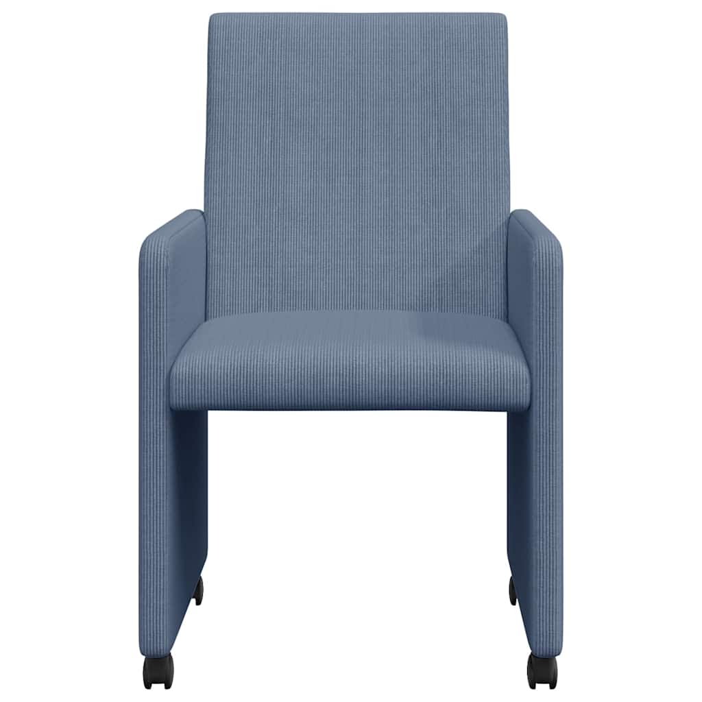 vidaXL Esszimmerstühle mit Rollen 2 pcs Blau 57 x 66 x 94 cm Cordstoff