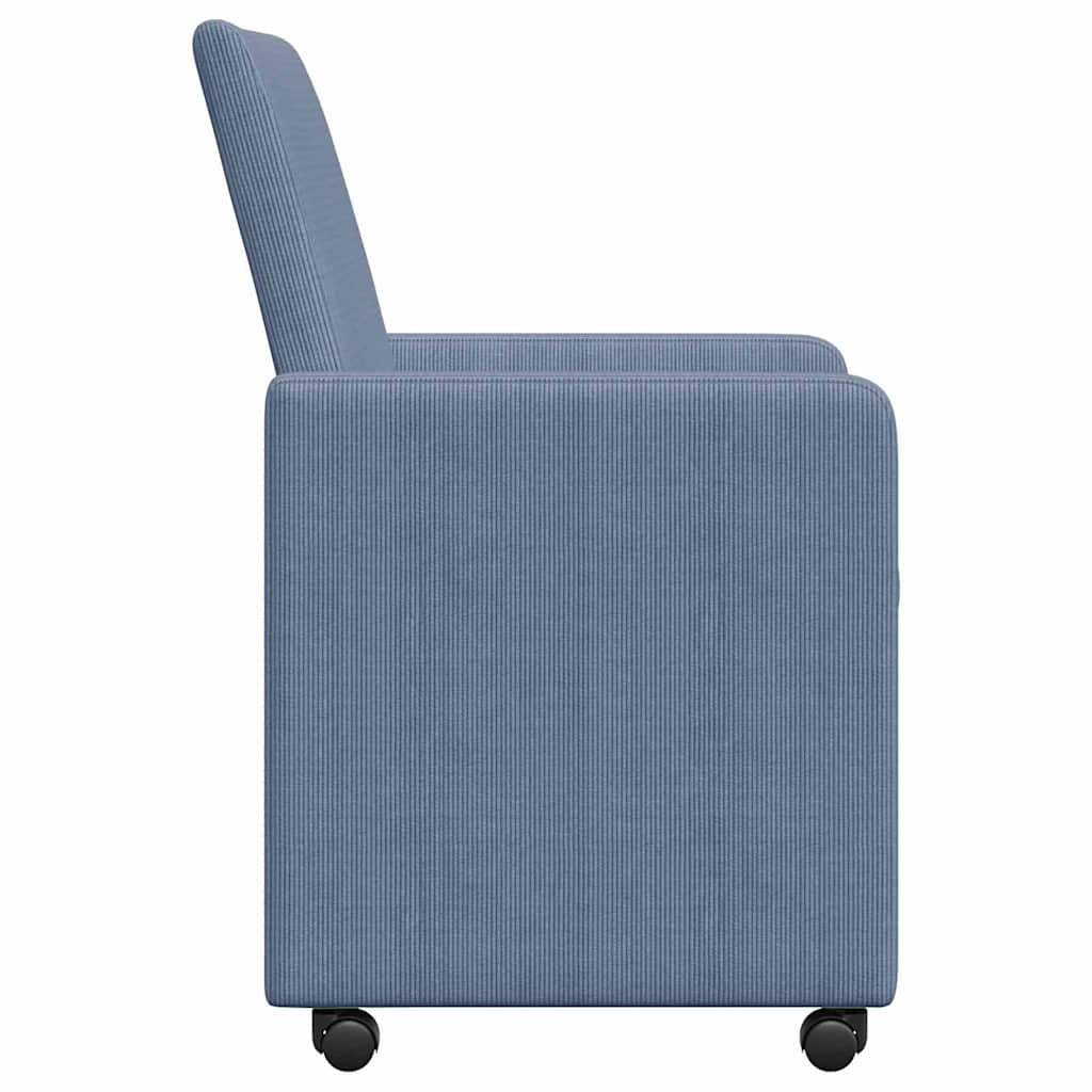 vidaXL Esszimmerstühle mit Rollen 2 pcs Blau 57 x 66 x 94 cm Cordstoff