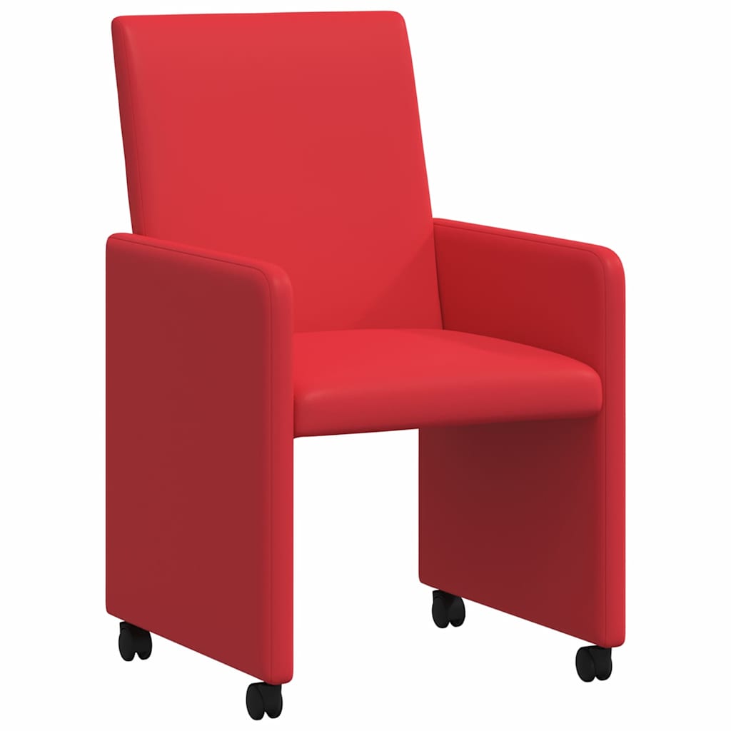 vidaXL Esszimmerstühle mit Rollen 2 pcs Rot 57 x 66 x 94 cm Kunstleder