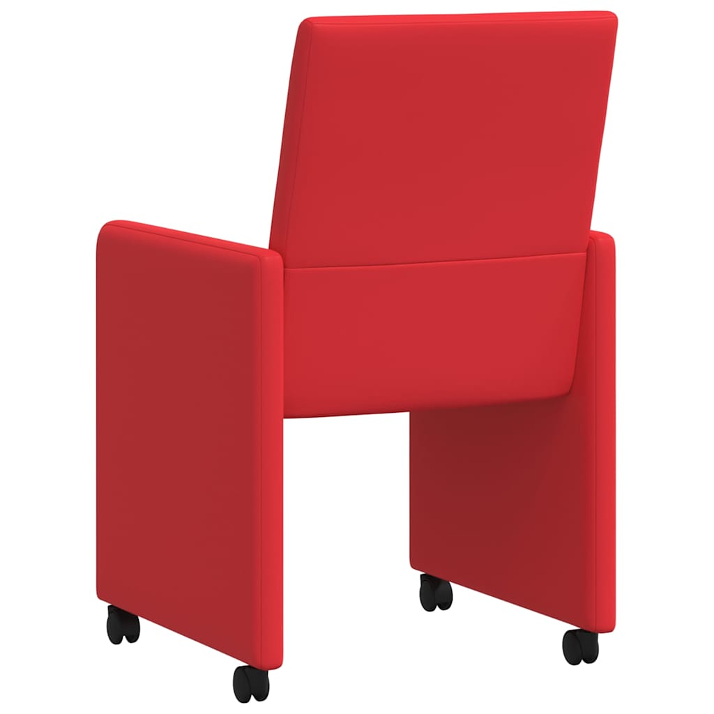 vidaXL Esszimmerstühle mit Rollen 2 pcs Rot 57 x 66 x 94 cm Kunstleder