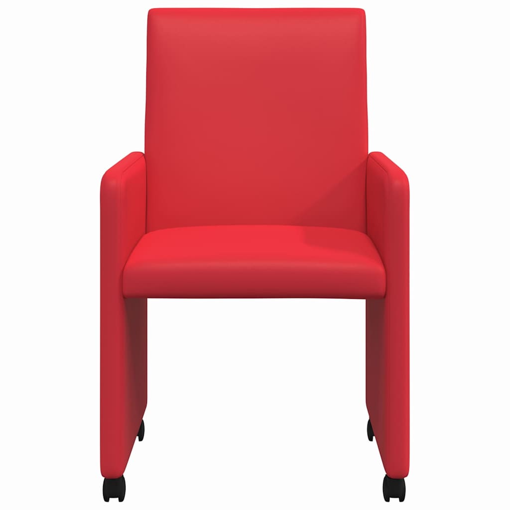 vidaXL Esszimmerstühle mit Rollen 2 pcs Rot 57 x 66 x 94 cm Kunstleder