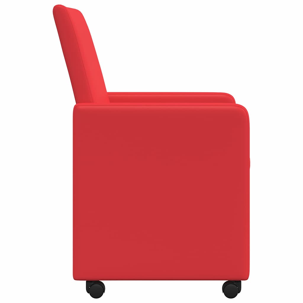 vidaXL Esszimmerstühle mit Rollen 2 pcs Rot 57 x 66 x 94 cm Kunstleder