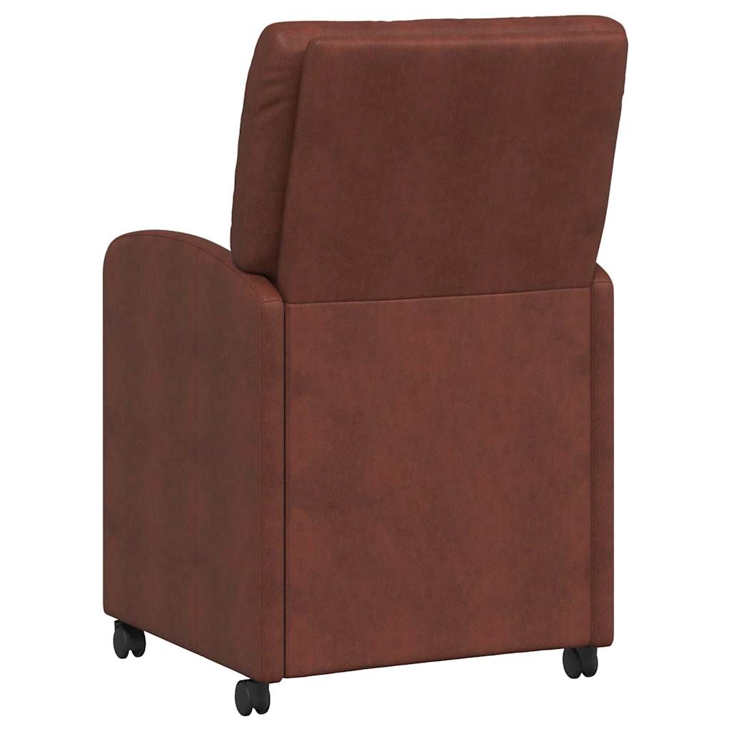 vidaXL Esszimmerstühle mit Rollen 2 pcs Glänzendes Braun Kunstleder