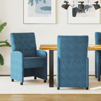 vidaXL Esszimmerstühle mit Rollen 2 pcs Blau 58 x 67 x 97 cm Samt