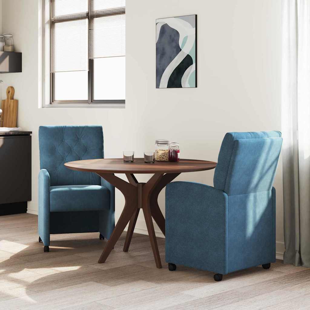 vidaXL Esszimmerstühle mit Rollen 2 pcs Blau 58 x 67 x 97 cm Samt