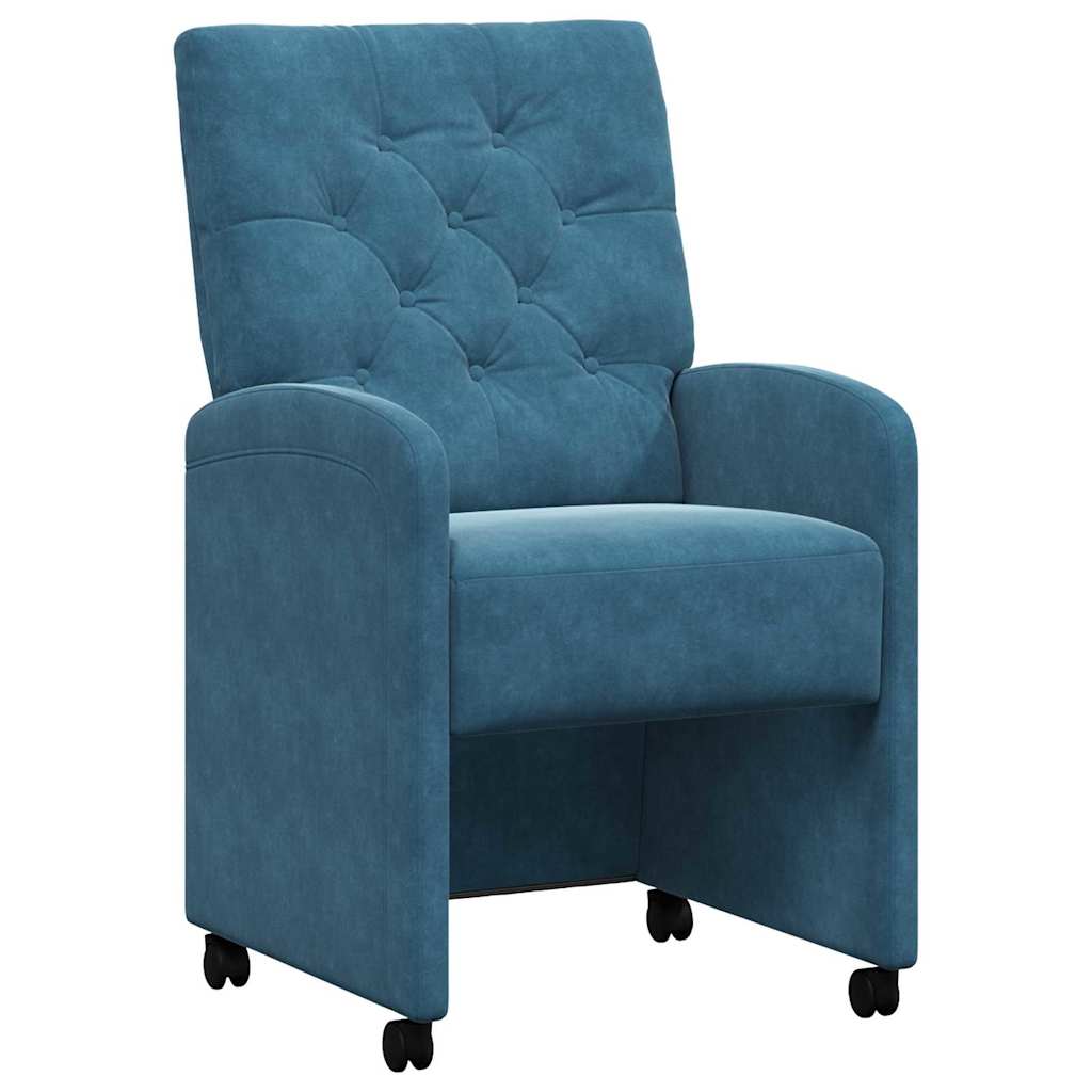 vidaXL Esszimmerstühle mit Rollen 2 pcs Blau 58 x 67 x 97 cm Samt