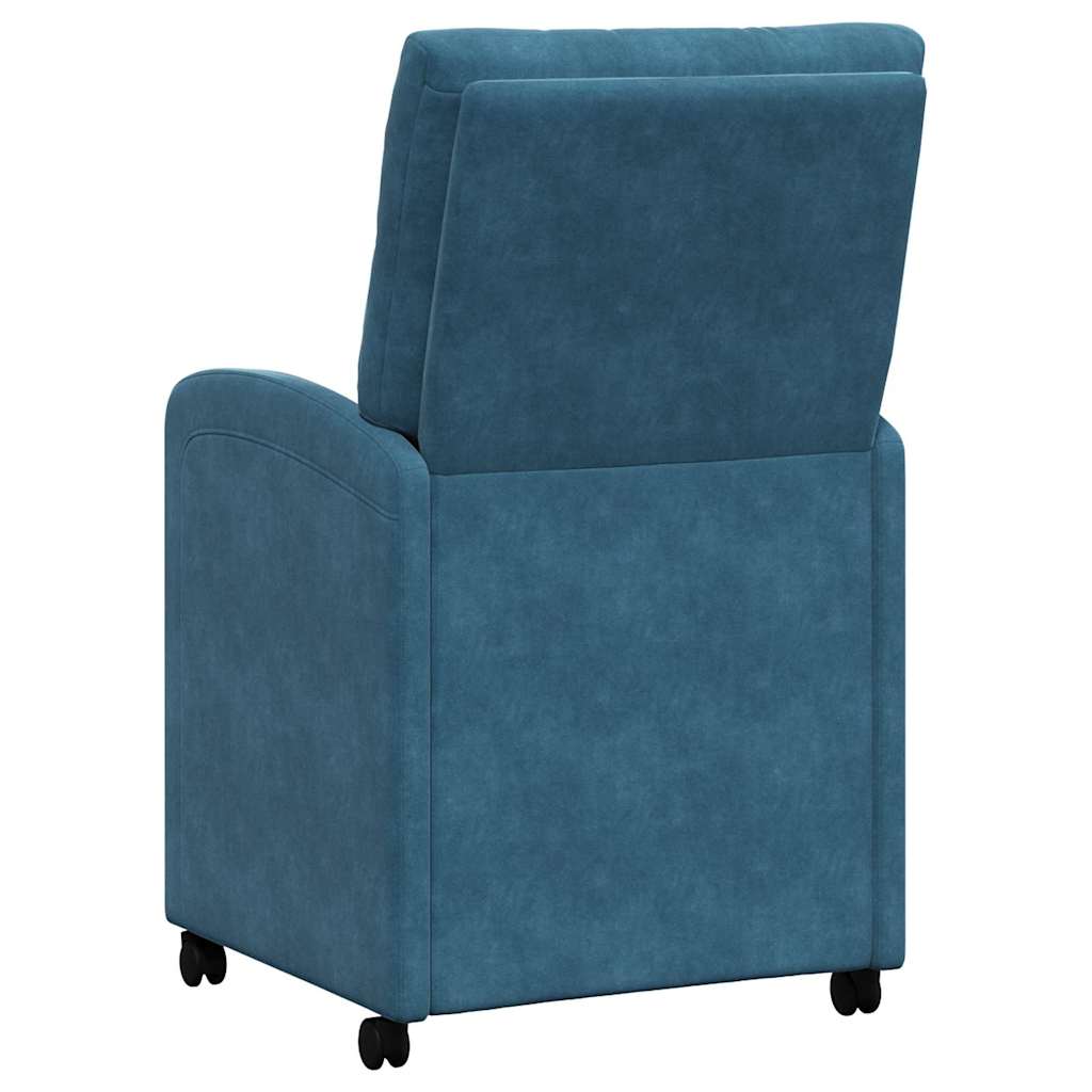 vidaXL Esszimmerstühle mit Rollen 2 pcs Blau 58 x 67 x 97 cm Samt