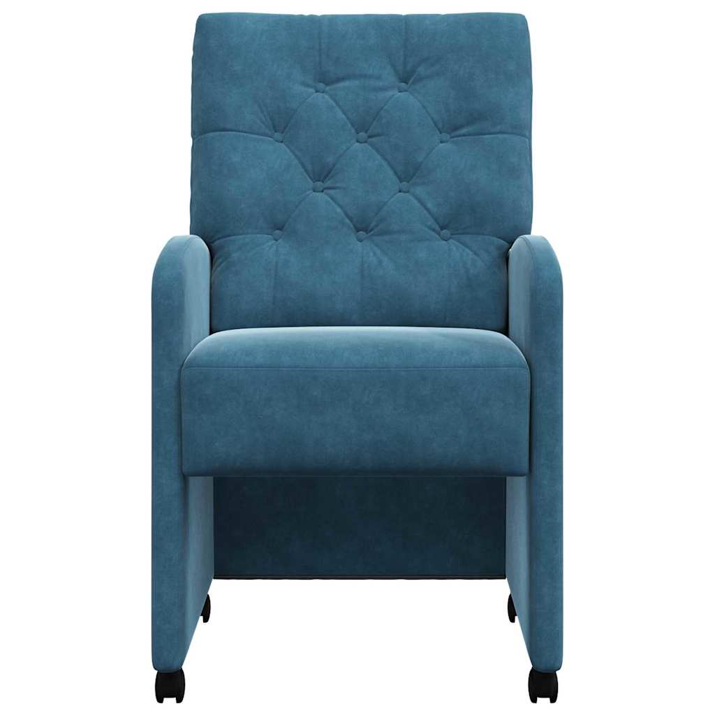 vidaXL Esszimmerstühle mit Rollen 2 pcs Blau 58 x 67 x 97 cm Samt
