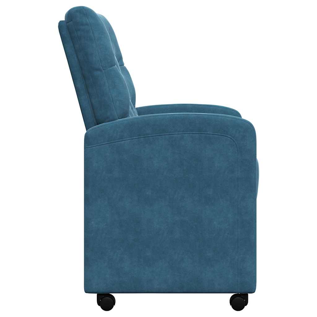 vidaXL Esszimmerstühle mit Rollen 2 pcs Blau 58 x 67 x 97 cm Samt