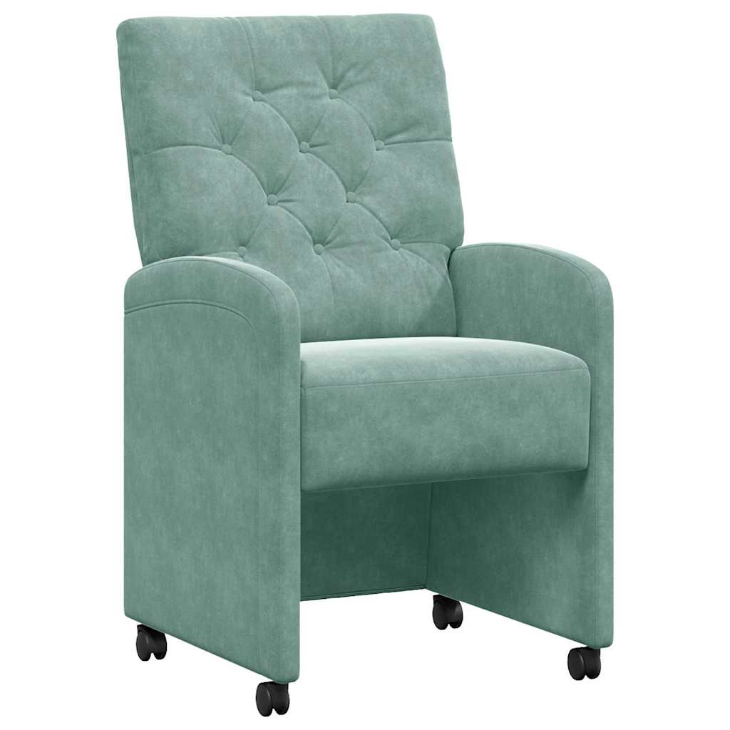 vidaXL Esszimmerstühle mit Rollen 2 pcs Meergrün 58 x 67 x 97 cm Samt