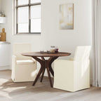 vidaXL Esszimmerstühle mit Rädern 2 pcs Beige 57 x 67 x 95 cm Leinen