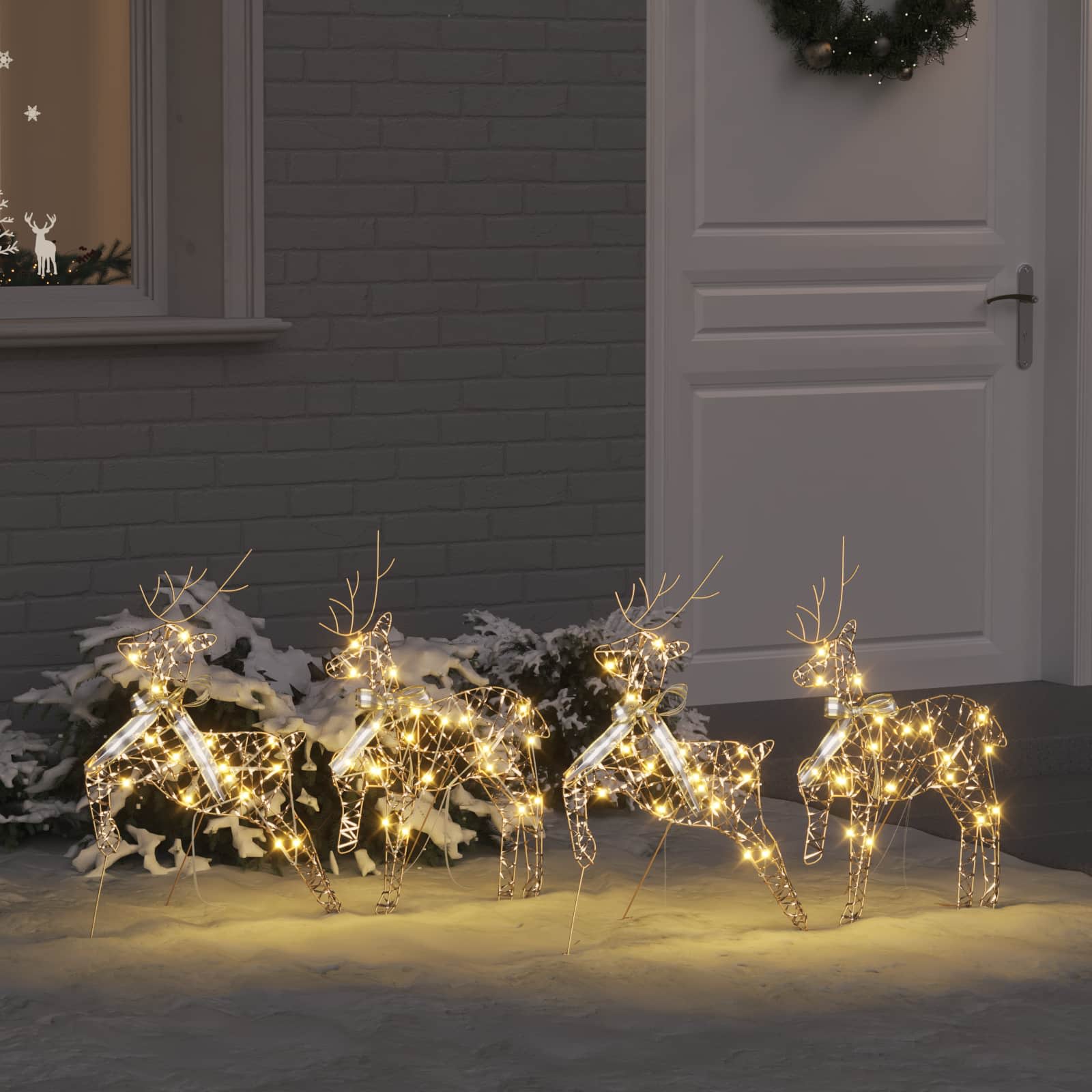 vidaXL LED Rentiere mit 80 LEDs 4 pcs Gold PET