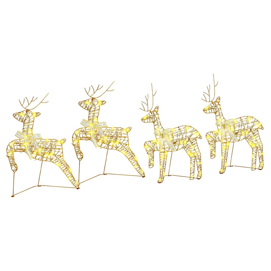 vidaXL LED Rentiere mit 80 LEDs 4 pcs Gold PET