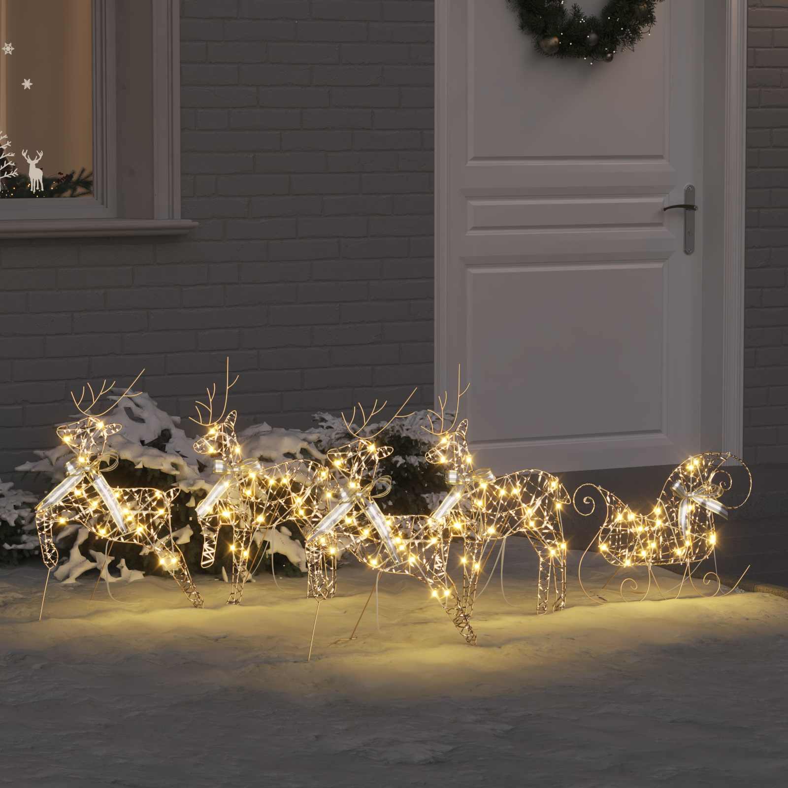 vidaXL LED Rentiere mit 40 LEDs 5 pcs Gold PET