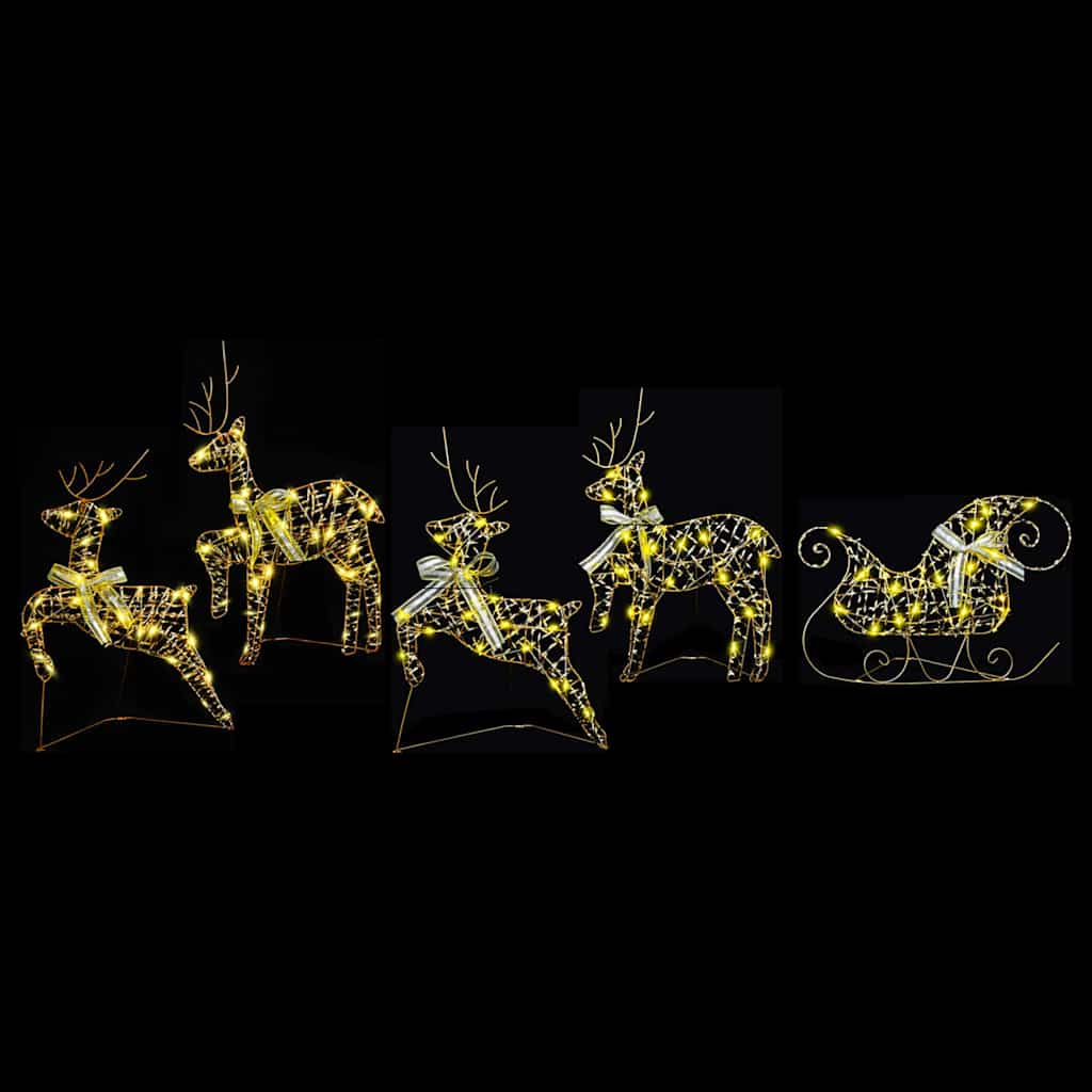 vidaXL LED Rentiere mit 40 LEDs 5 pcs Gold PET