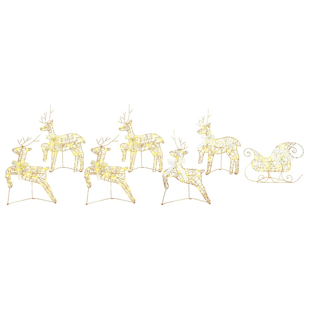 vidaXL LED Rentiere mit 40 LEDs 7 pcs Gold PET