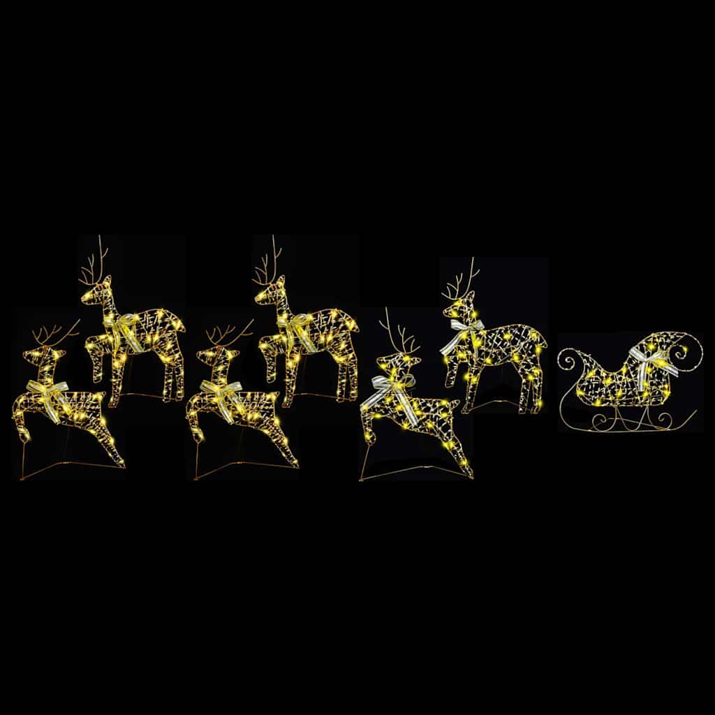 vidaXL LED Rentiere mit 40 LEDs 7 pcs Gold PET