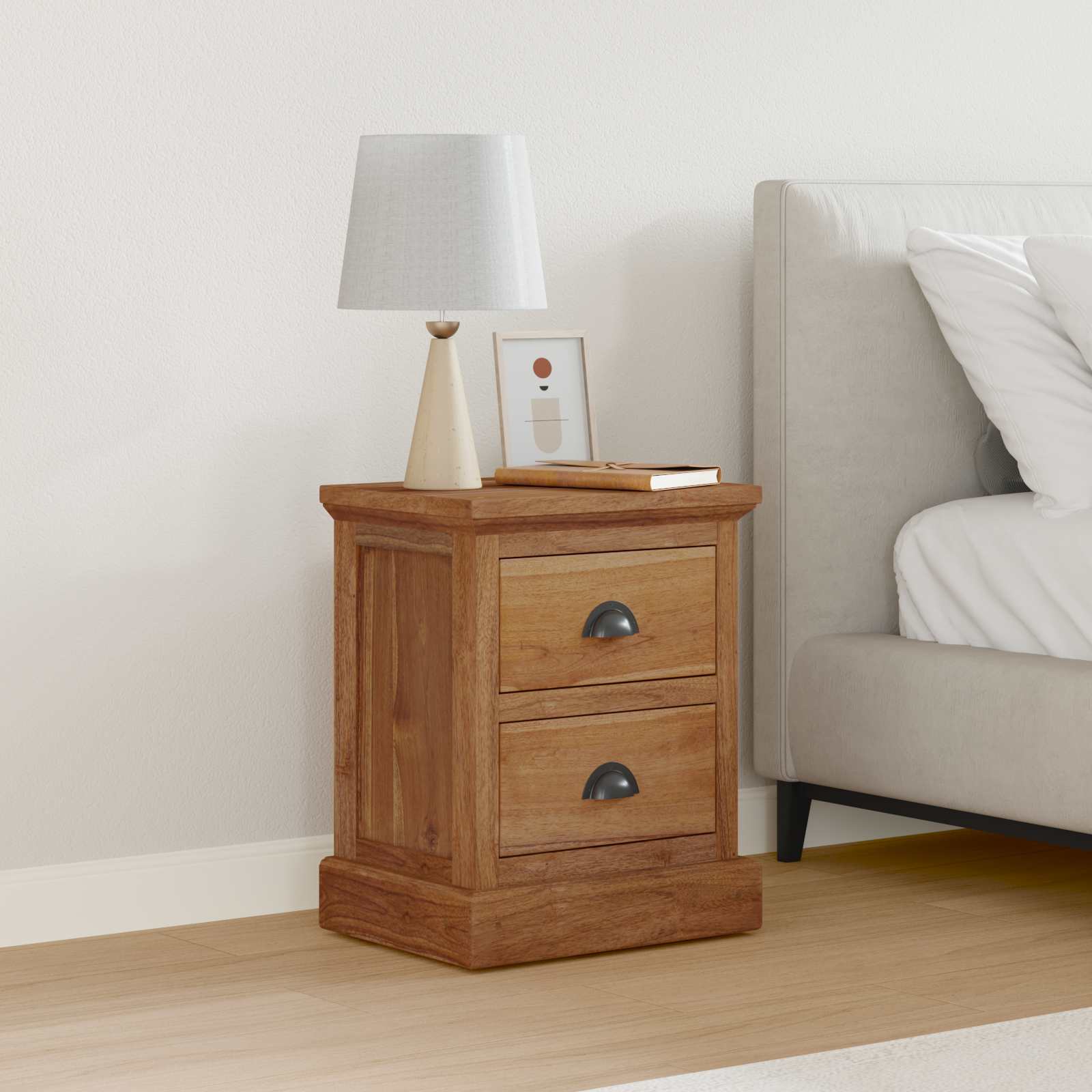 vidaXL Nachttisch mit Schubladen Natur 40 x 30 x 50 cm Massivholz Teak