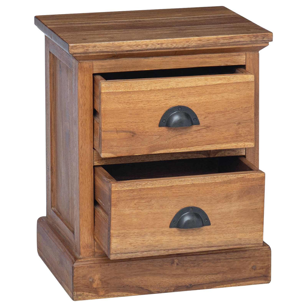 vidaXL Nachttisch mit Schubladen Natur 40 x 30 x 50 cm Massivholz Teak
