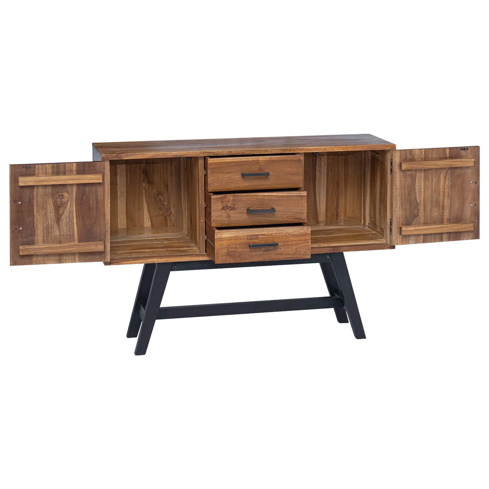 vidaXL TV-Ständer Natur 110 x 30 x 75 cm Massivholz Teak