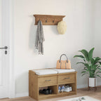 vidaXL Wandmontierter Kleiderständer Natur 70 x 10 x 20 cm