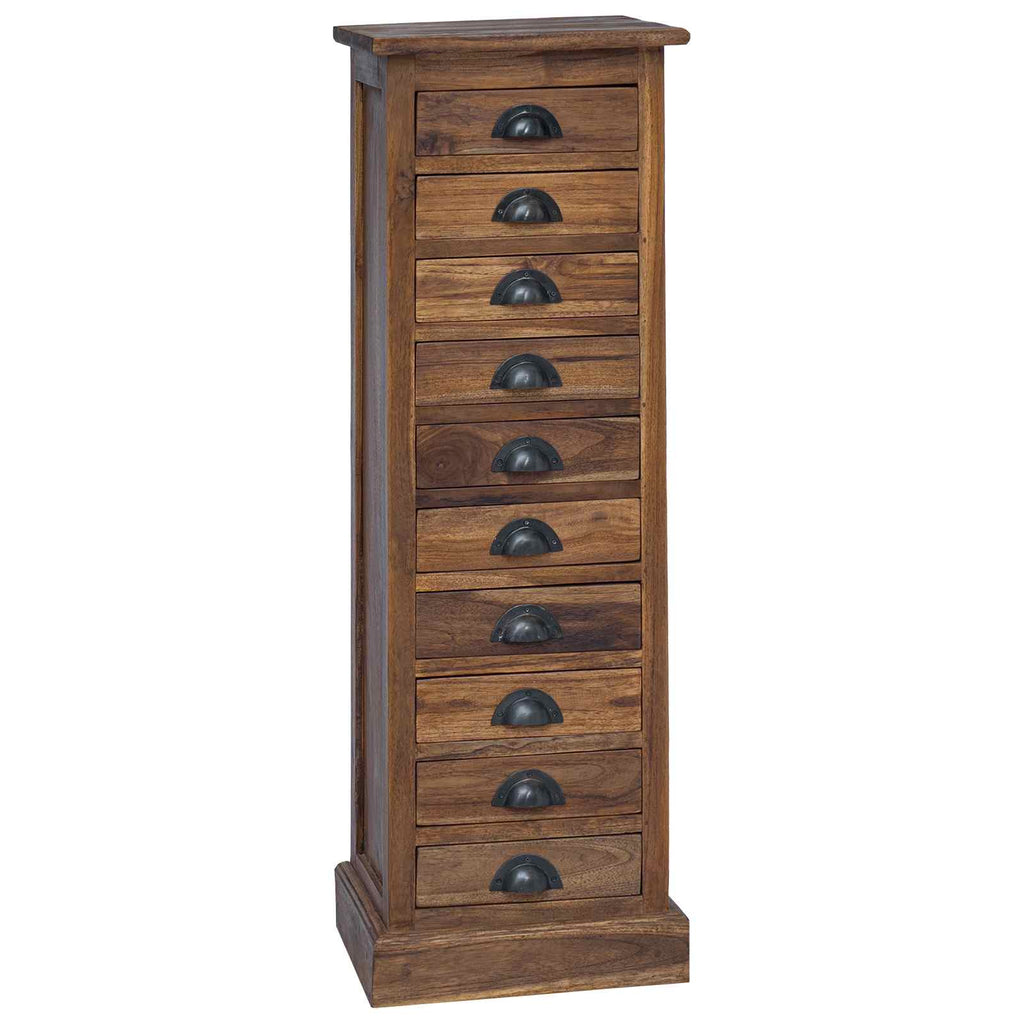 vidaXL Kommode mit Schubladen Natur 35 x 30 x 110 cm Massivholz Teak