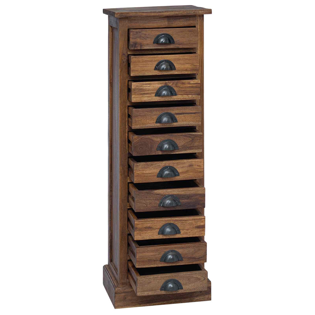 vidaXL Kommode mit Schubladen Natur 35 x 30 x 110 cm Massivholz Teak
