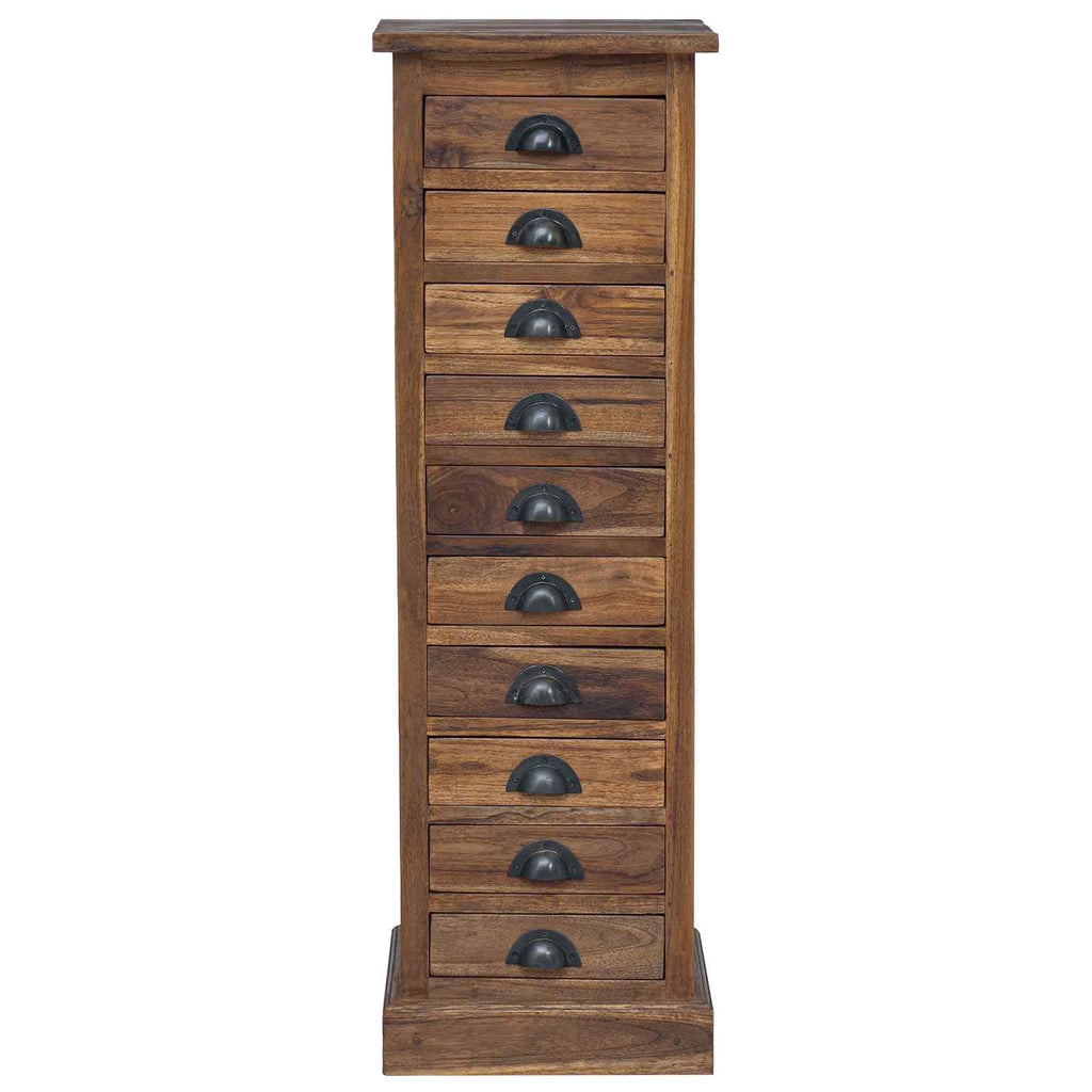 vidaXL Kommode mit Schubladen Natur 35 x 30 x 110 cm Massivholz Teak