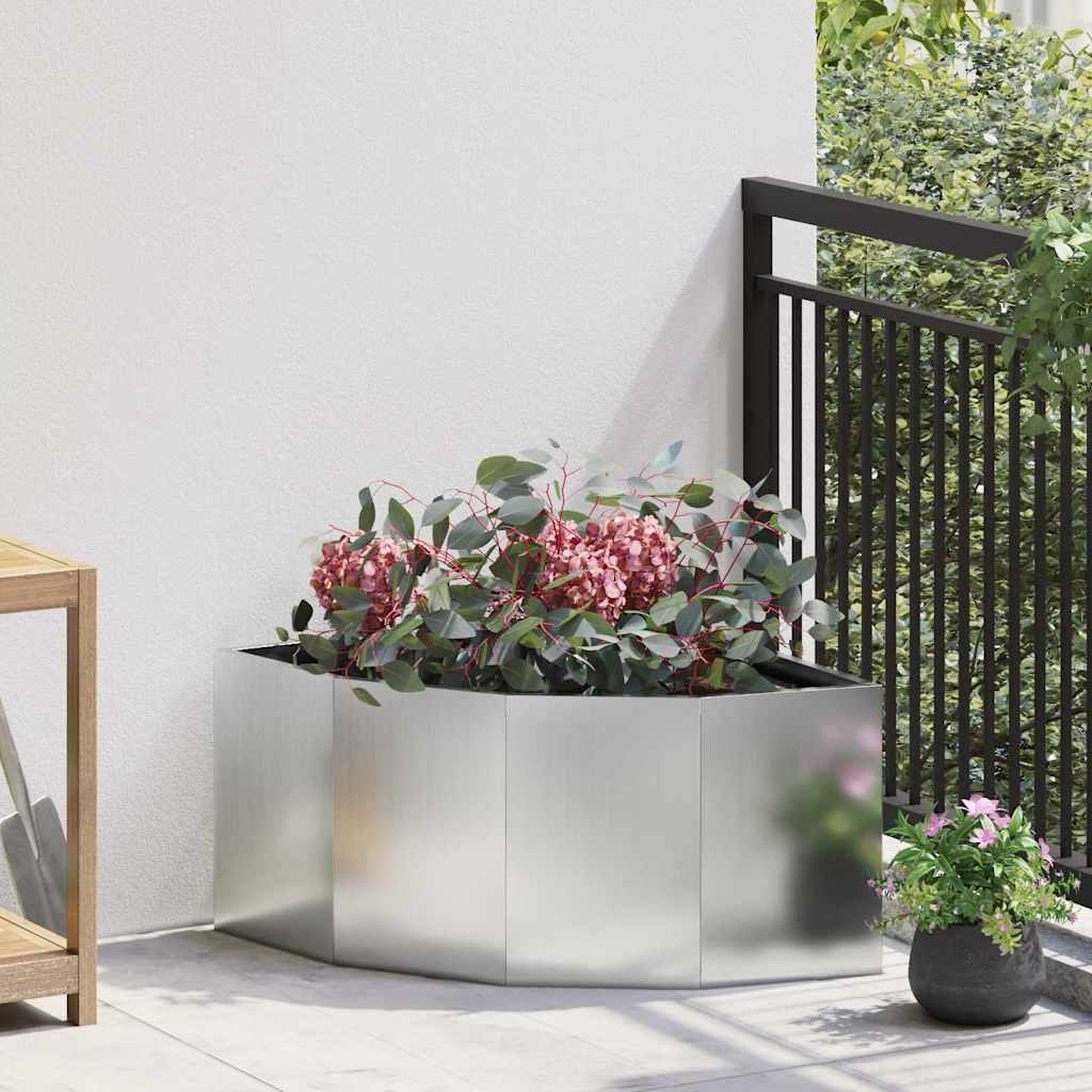 vidaXL Eckpflanzer Silber 60 x 60 x 35 cm Verzinkter Stahl