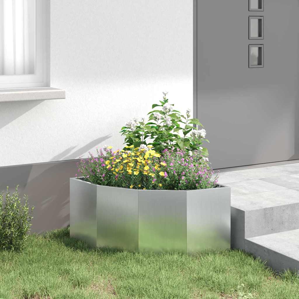 vidaXL Eckpflanzer Silber 60 x 60 x 35 cm Verzinkter Stahl