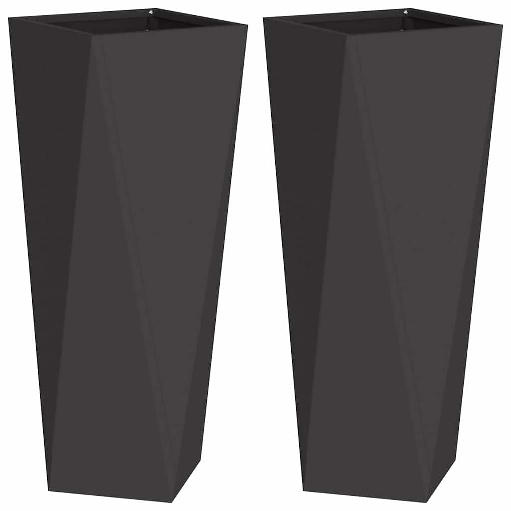 vidaXL Pflanzkübel 2 pcs Schwarz 30 x 30 x 75 cm Stahl