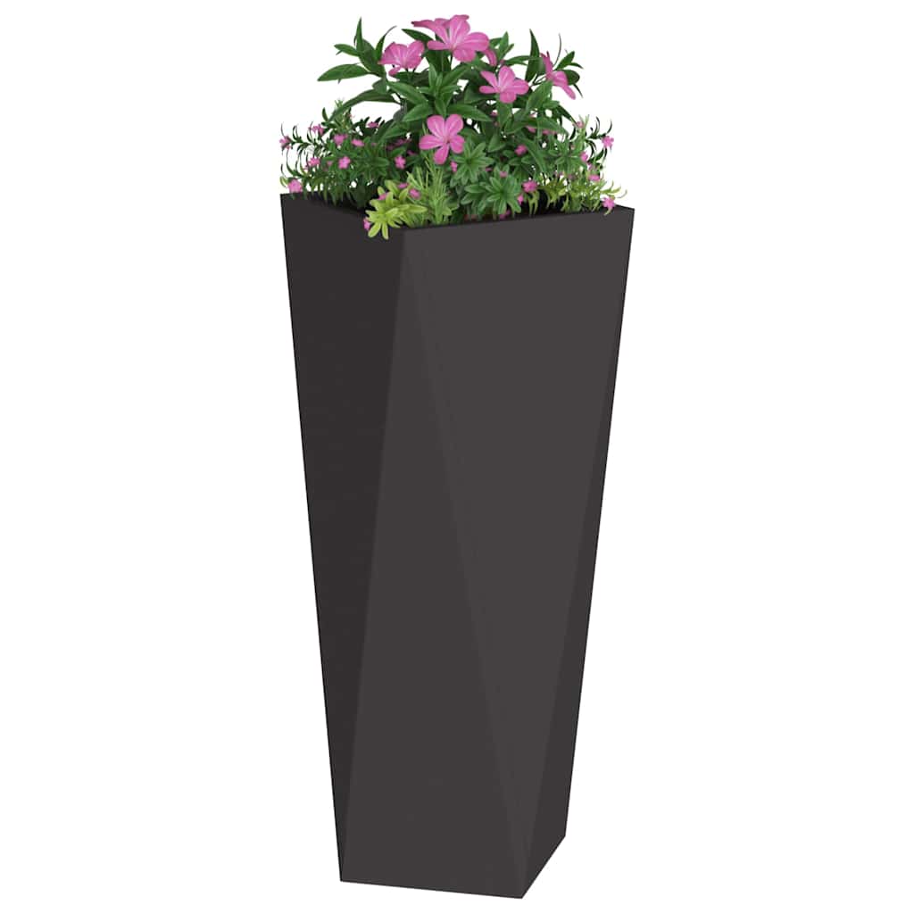 vidaXL Pflanzkübel 2 pcs Schwarz 30 x 30 x 75 cm Stahl